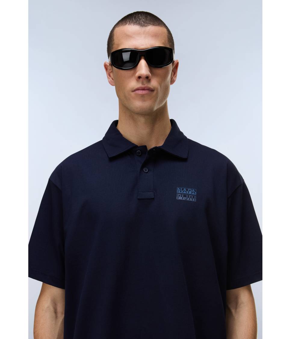 E-ELEVATED LOGO SS BLU MARINE 